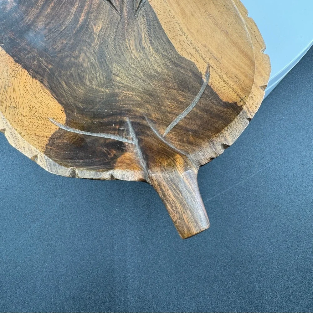 Monkey Pod Wood Leaf Serving Set with 3 Spoons